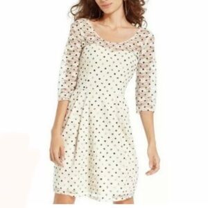 Betsey Johnson Cream and Black Polka Dot Dress Size 12